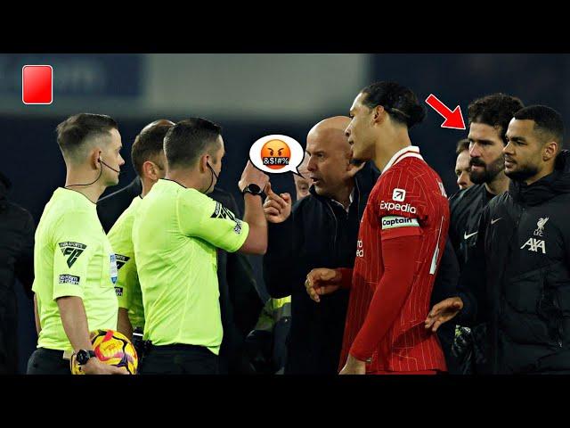 The Moment Arne Slot Gets A RED CARD In Everton Vs Liverpool  