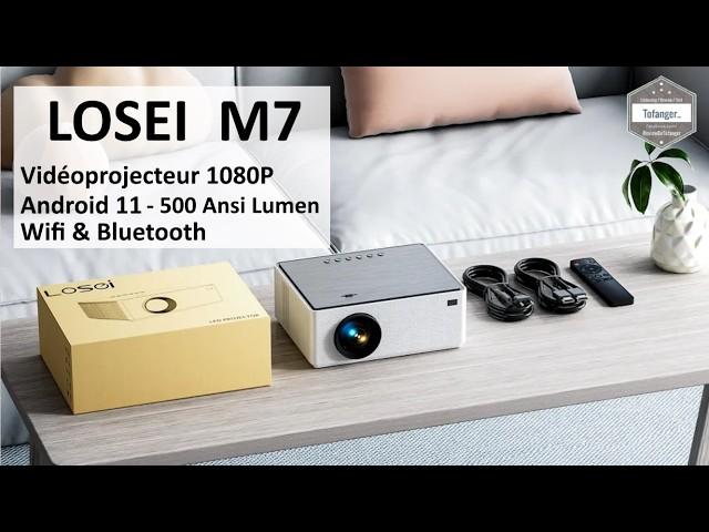 LOSEI M7 1080P Video Projector Support 4K - Android 11 - Wifi & BT & Miracast - 500 ANSI - Unboxing