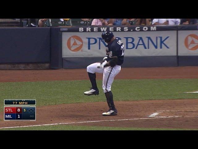 Carlos Gomez fought the bat and the bat won
