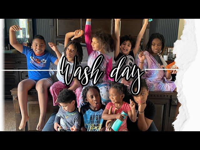 Wash Routine | Hair for 9 kids | Day in the life