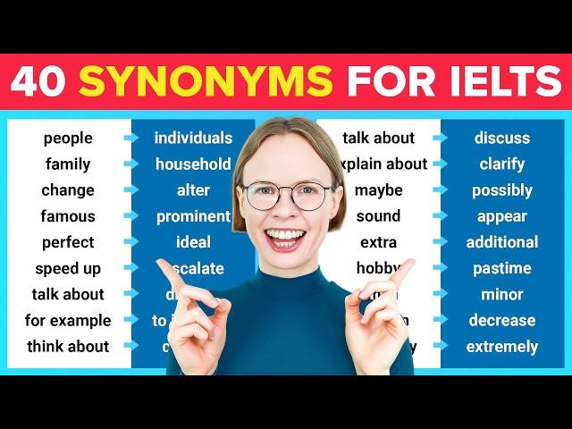 IELTS Vocabulary Synonyms for the 40 Most Commonly Used Words