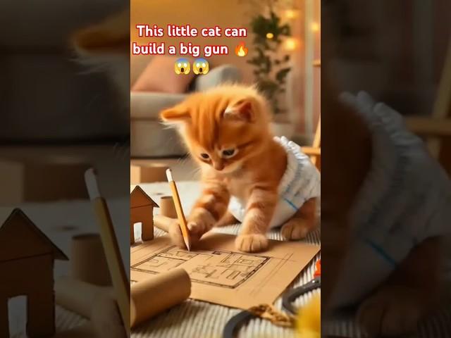 This little cat can build a big gun  #smartcat #shorts #cat #biggun