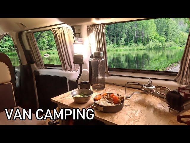 Solo Car Camping In A Simple Camper van --(CAMPERVAN LIFE,Cooking) - Restored the dream