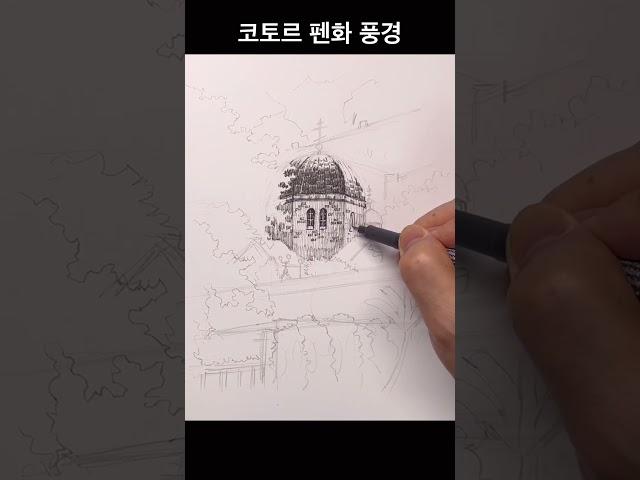 코토르 펜화 풍경 그리기#티노씨실시간#drawing #그림독학 #여행드로잉 #펜화