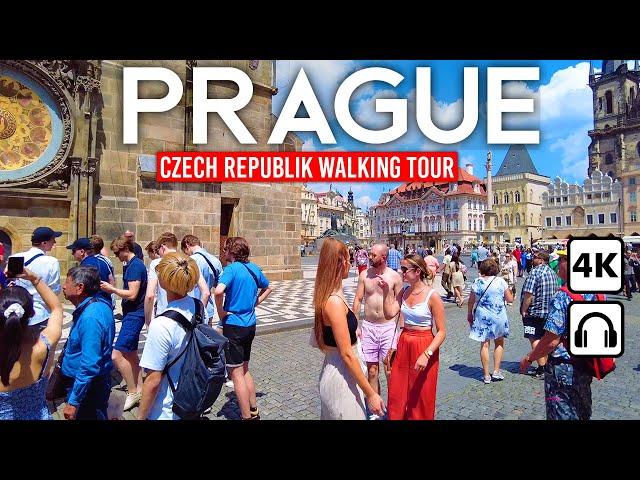 PRAGUE, Czech Republic  4K Walking Tour, Downtown Sunny Day ️