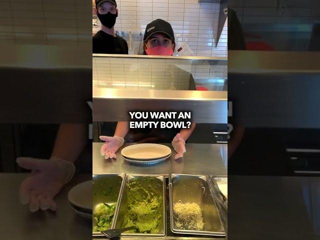 SAYING NO TO EVERYTHING AT CHIPOTLE #Shorts