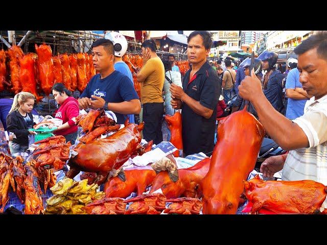 Popular Roasted Pig @ Oruseey Market - Cambodian Street Food Tour In Phnom Penh City