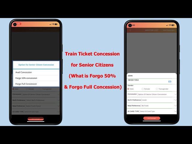 How to Get Train Ticket Concession for Senior Citizens (What is Forgo 50% & Forgo Full Concession)