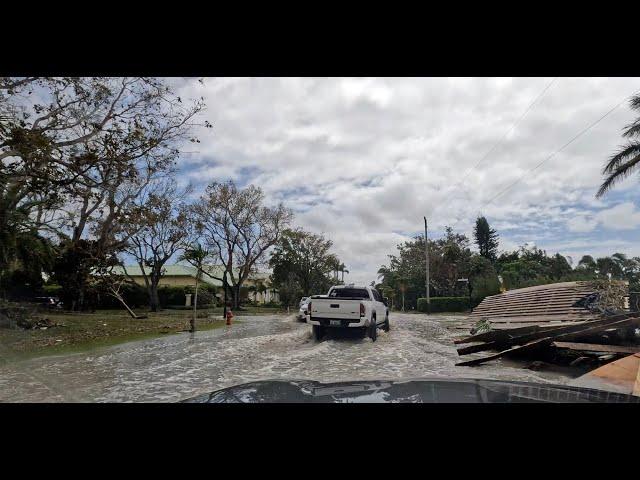 Water Damage caused by the surge from Hurricane Ian on Gulf Shore Blvd in Naples, Florida.