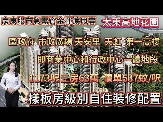 太東高地花園| 1173呎三房 總價63萬| 價單537呎/㎡ | 樣板房級別自住裝修配置 | 商業中心及行政中心一體地段 | #筍盤  #惠州房產  #惠陽樓盤  #二手筍盤