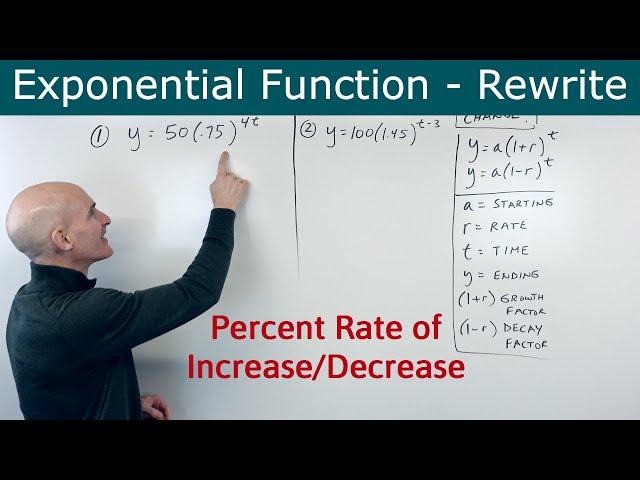 Rewrite the Function to Determine if it is Exponential Growth/Decay Identify Percent Rate of Change