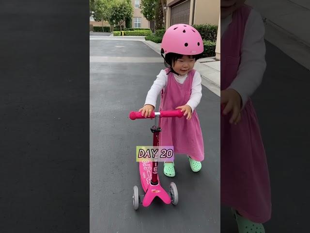 Baby learns how to scooter (time lapse)