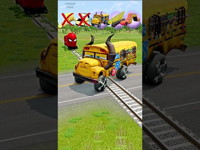 Big & Small McQueen Cars VS Train. Strange Cars Here! - BeamNG.drive