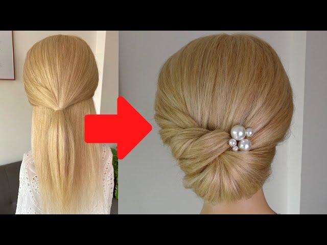 Quick and easy chignon hairstyle - prom wedding hair tutorial