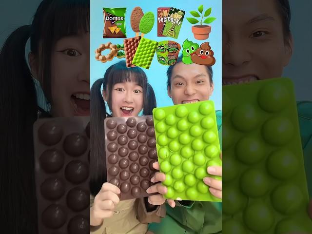 Green Food VS Brown Food Challenge ASMR🪴#mukbang #asmr #shorts