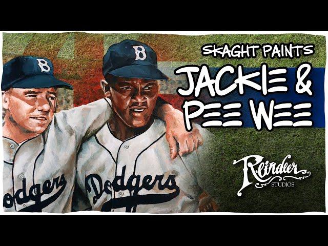 Jackie Robinson and Pee Wee Reese painting on canvas