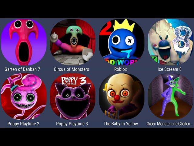 Garten Of Banban 7,Roblox,Rainbow Friends 2,Poppy Playtime 2+3,lce Scream 8,Circus Of Monster