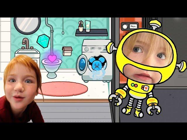 ROBOT NiKO Flushes my Diamond ??!  Adley App Reviews | Toca Life World play town & neighborhood 