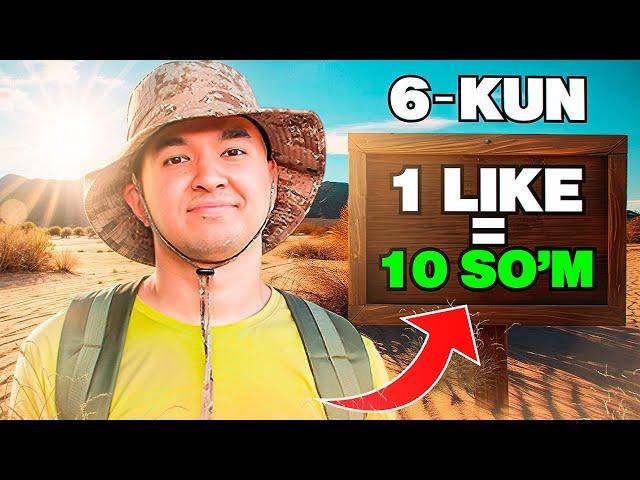 QORAQALPOG’ISTONGACHA PIYODA | HAR 1 LIKE UCHUN 10 SO’MDAN BERAMAN! 6-KUN