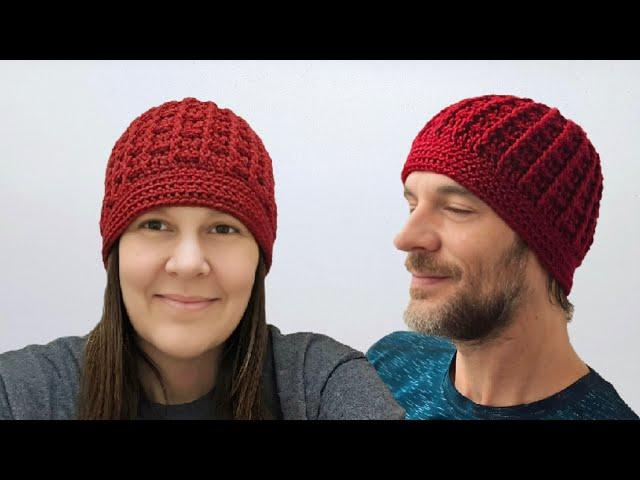 Crochet Beanie Hat Tutorial For Man or Woman - "Under The Stairs" Beanie