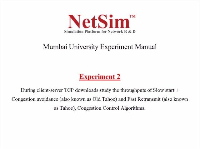 Mumbai University Network Lab Exp 2: Analyze throughput of Old Tahoe & Tahoe using NetSim