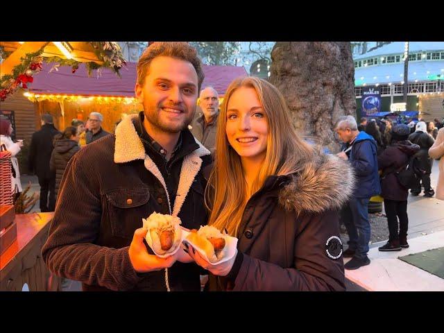  LONDON CHRISTMAS MARKET 2023 LEICESTER SQUARE CHRISTMAS MARKET 2023, LONDON STREET FOOD, 4K