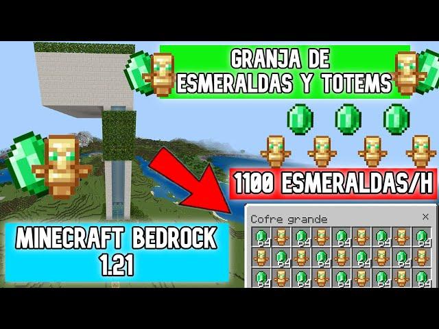 Como Hacer La Mejor Granja De Totems y Esmeraldas Minecraft Bedrock 1.21