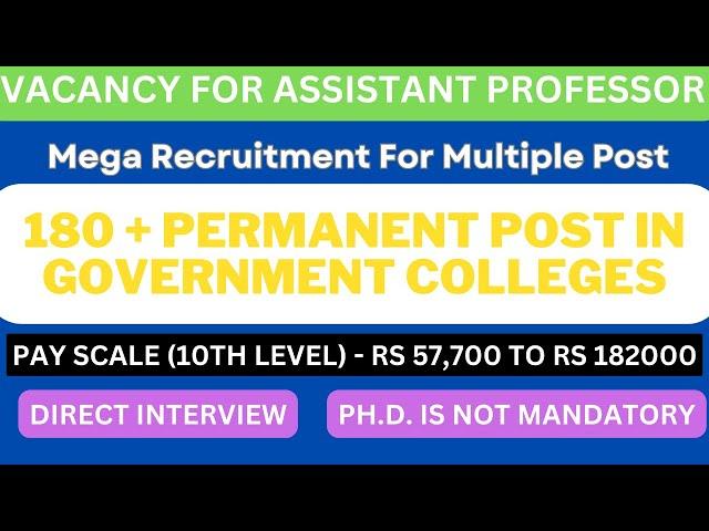 Assistant Professor Vacancy 2023 For All Subjects || Mega Recruitment || Ph.d. is not Mandatory