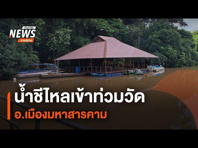 น้ำชีไหลเข้าท่วมวัด อ.เมืองมหาสารคาม | ทันข่าว Thai PBS