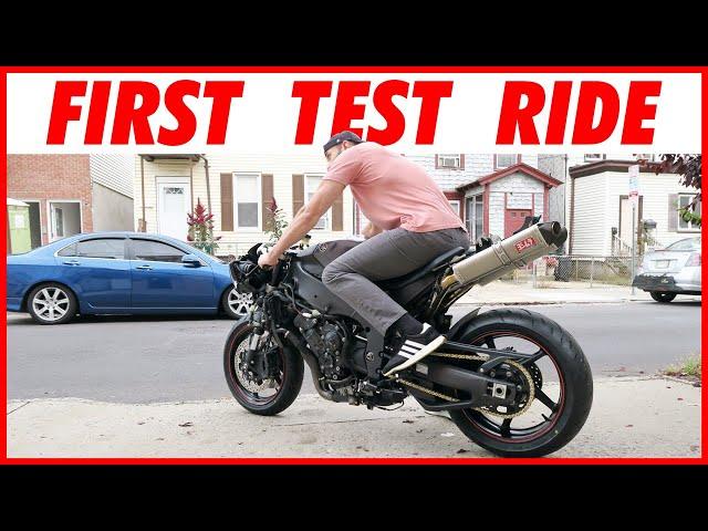 Changing Tires + Chain & Sprockets + Brake Bleed for 1st RIDE on Wrecked Yamaha R1 Rebuild - Part 11