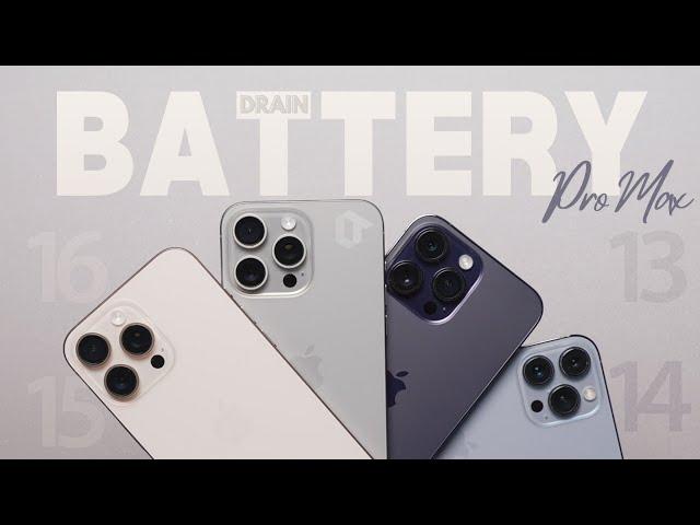 iPhone 16 Pro Max vs 15 Pro Max vs 14 Pro Max vs 13 Pro Max EXTREME Battery Drain Test - SURPRISED!