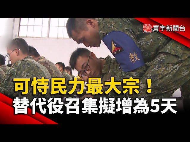 可恃民力最大宗！替代役召集擬增為5天｜#寰宇新聞@globalnewstw