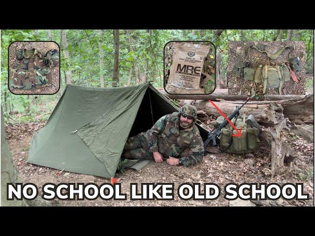 Solo Overnight Practicing Misery in The Woods with Old School Military Gear