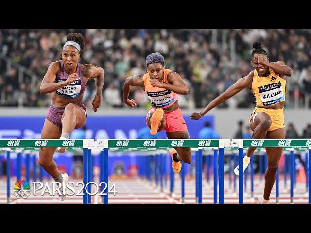 Jasmine Camacho-Quinn outlasts DQ'd Tobi Amusan in 100m hurdles title in Shanghai | NBC Sports