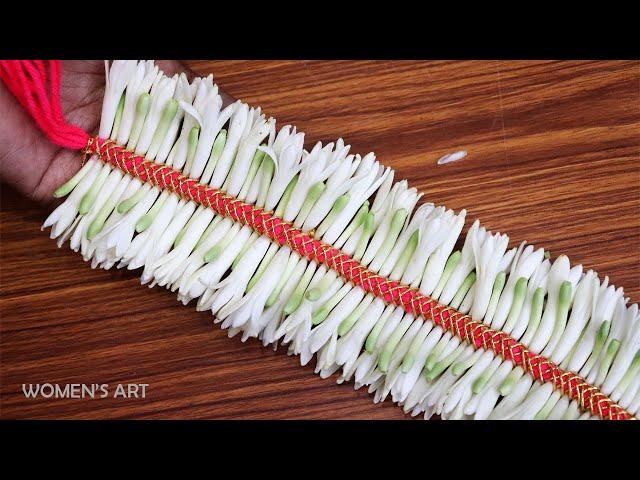 Different way to tie sampangi flower garland | New method to string sampangi poo malai in tamil