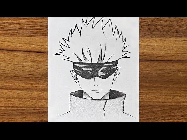 How to draw Gojo Satoru step by step || Gojo Satoru drawing || How to draw anime step by step