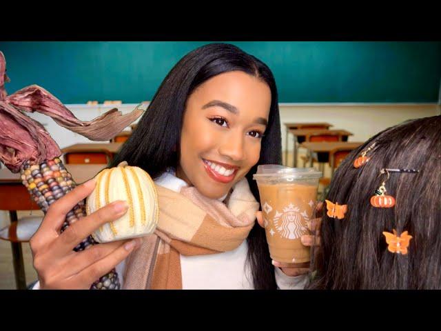 ASMR Girl Who’s Obsessed With Fall Gives You a Makeover In Class  ASMR Makeover Role-play