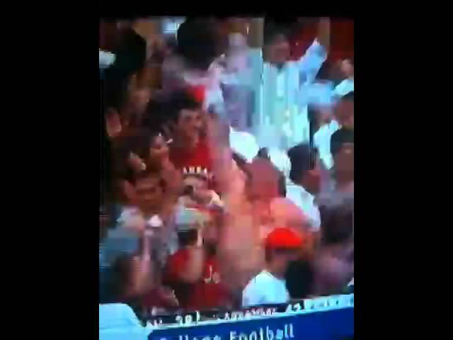 Fat shirtless Arkansas fan celebrates beating A&M