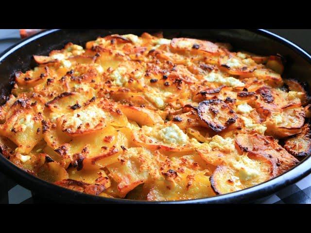 Simple, fast, tasty and cheap lunch - potatoes with feta cheese