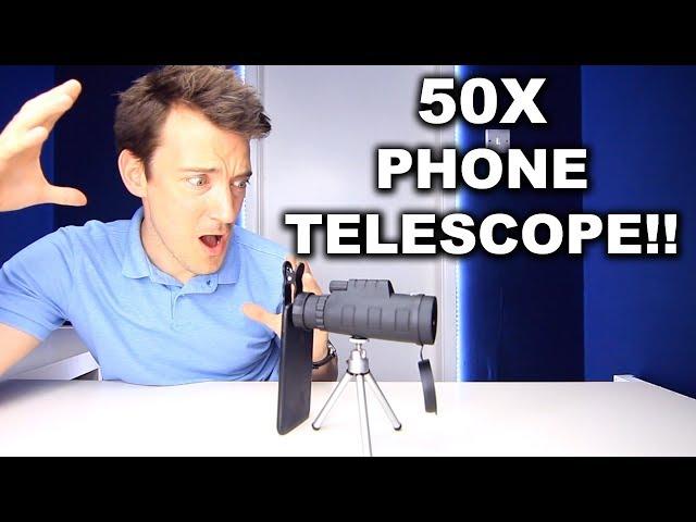 50X PHONE MONOCULAR TELESCOPE REVIEW!!!