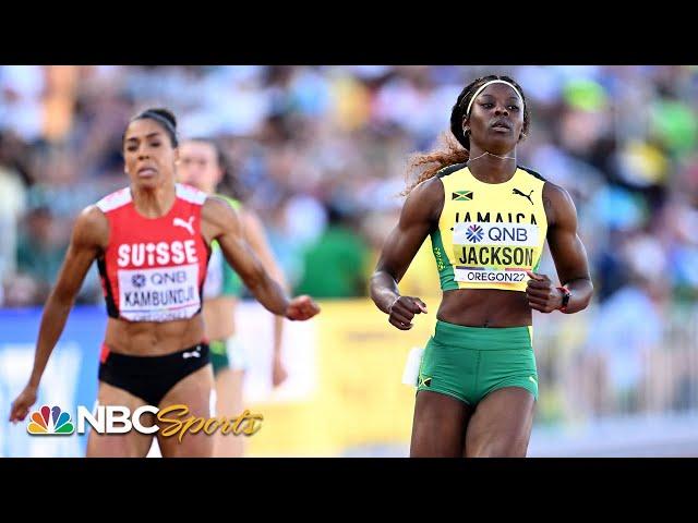 Shericka Jackson fires a warning shot with EASY 21.68 in 200m semis at 2022 worlds | NBC Sports