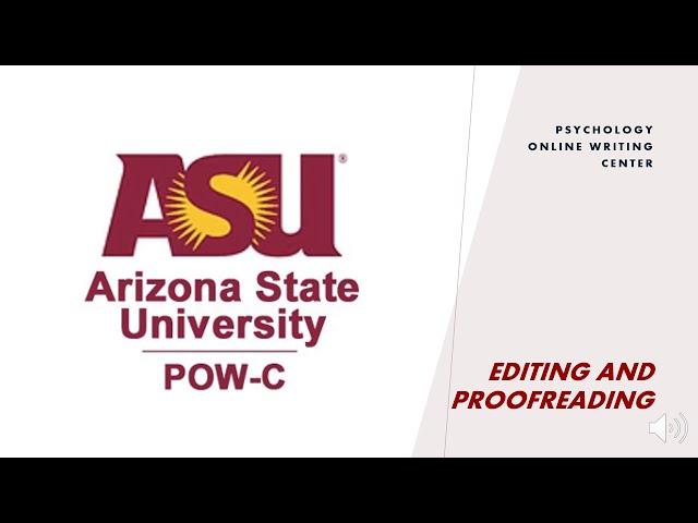 Revising, Editing, and Proofreading your Academic Paper