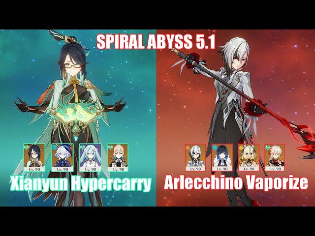 C0 Xianyun Hypercarry & C0 Arlecchino Vaporize | Spiral Abyss 5.1 | Genshin Impact