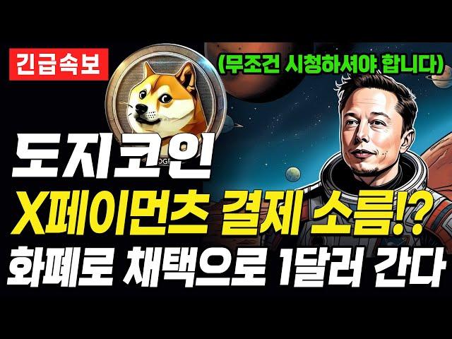 도지코인 X페이먼츠 채택 2달러 갑니다!! 팩트 중요한 정보!! 빠르게 시청하세요