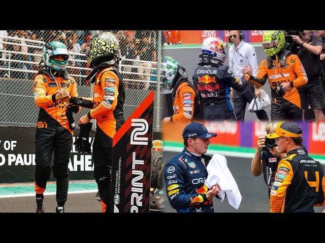 Max Verstappen congratulate Lando Norris & Oscar Piastri after Sprint Race | #BrazilGP BTS