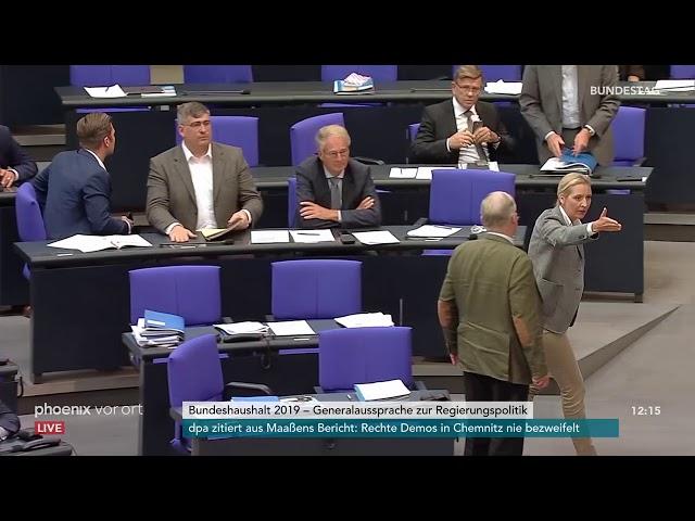 AfD-Fraktion verlässt Bundestag bei Rede von Johannes Kahrs, SPD, am 12.09.18