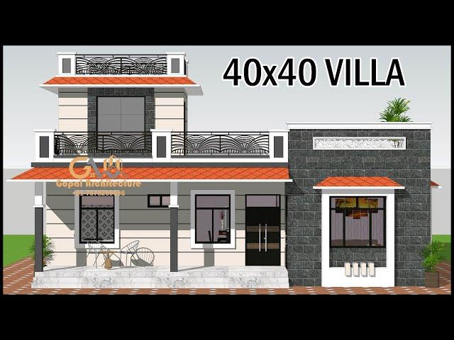 40x40 Villa Design With Vastu, 40x40 Village House Design, Gopal Architecture