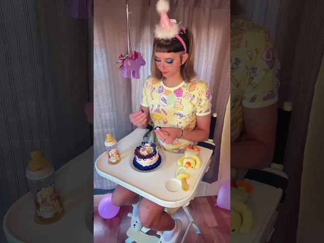 It’s my birthday!  baby cake smash to celebrate! #adultbaby #littlespace #cakesmash