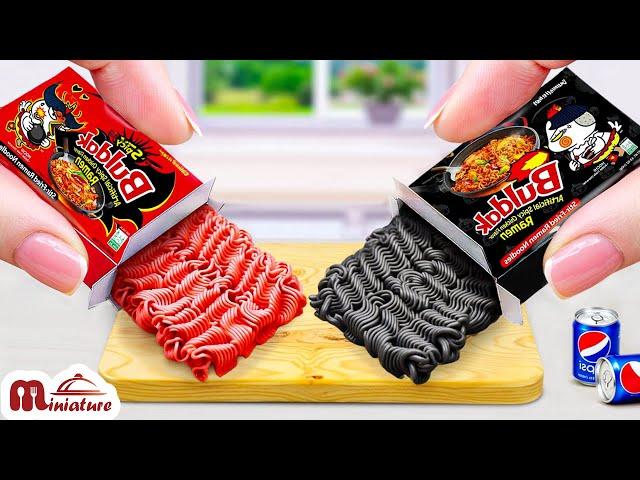  So Spicy Miniature Buldak & Black-Bean Noodles Recipe | ASMR Cooking Mini Food