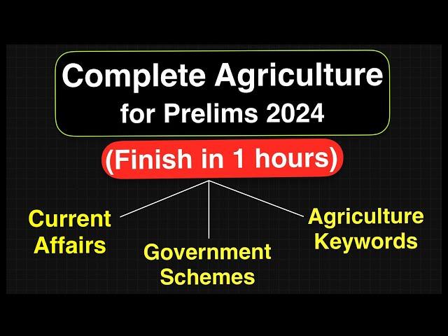 Finish *Complete* Agriculture in 1 Hour for PRELIMS 2024 | UPSC 2024